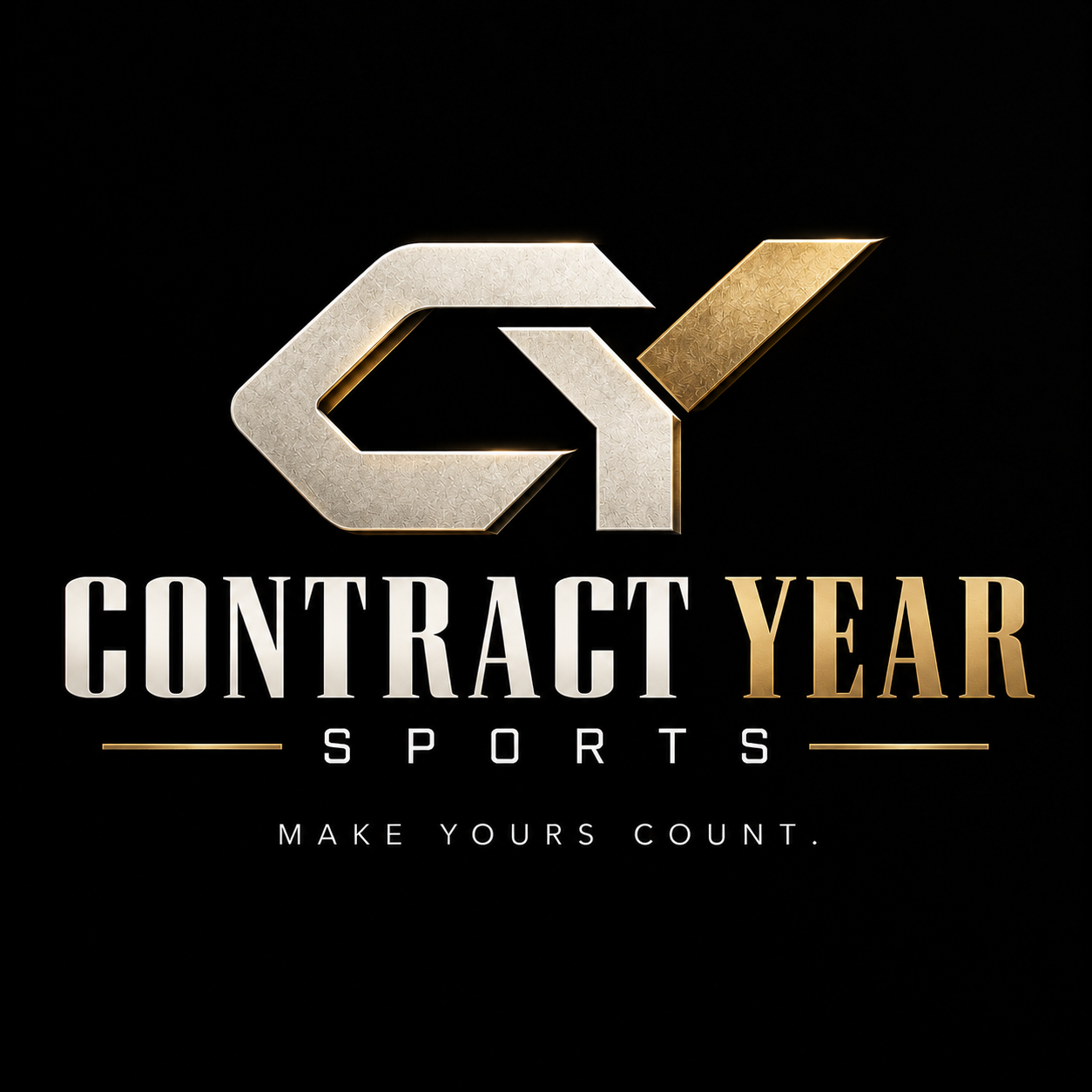 Contract Year Sports gold and ivory logo, Make Yours Count